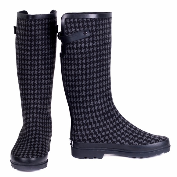 Women's Rainboots, Tall Rain boots, #1901, Houndtooth - Picture 2 of 3